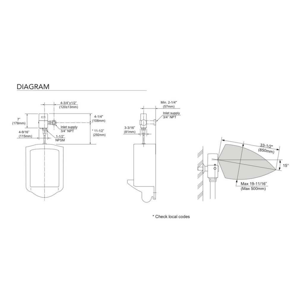 TOTO TEU1UA12 EcoPower Ultra High Efficiency Urinal Flush Valve 2