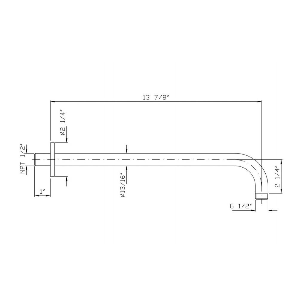 Zucchetti Z93027.1900 Wall Mounted Arm Length 13 7/8" Chrome 2