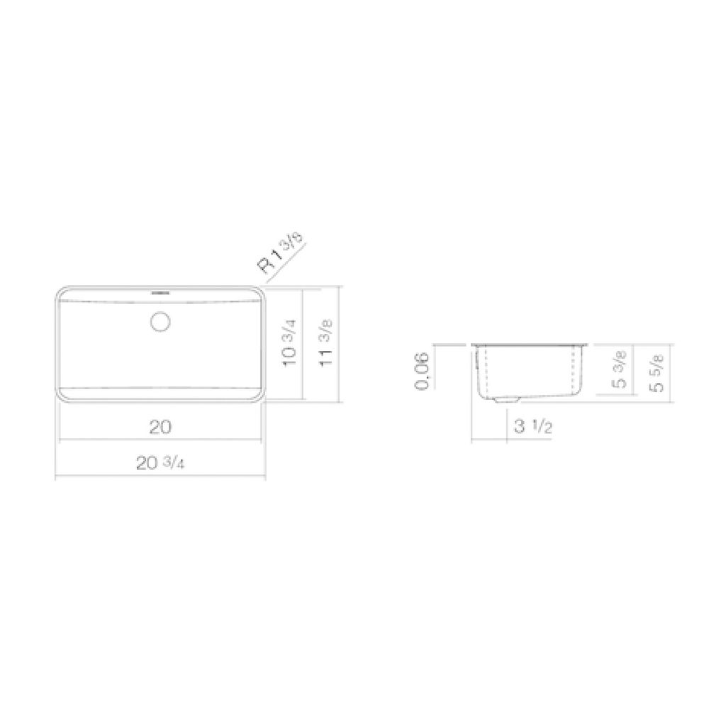 Alape 2250700000 UB.R585 Undermount Basin Rectangular White 2