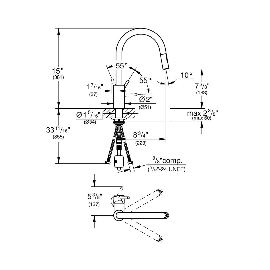 Grohe 32665DC3 Concetto Single Handle Kitchen Faucet Super Steel 3