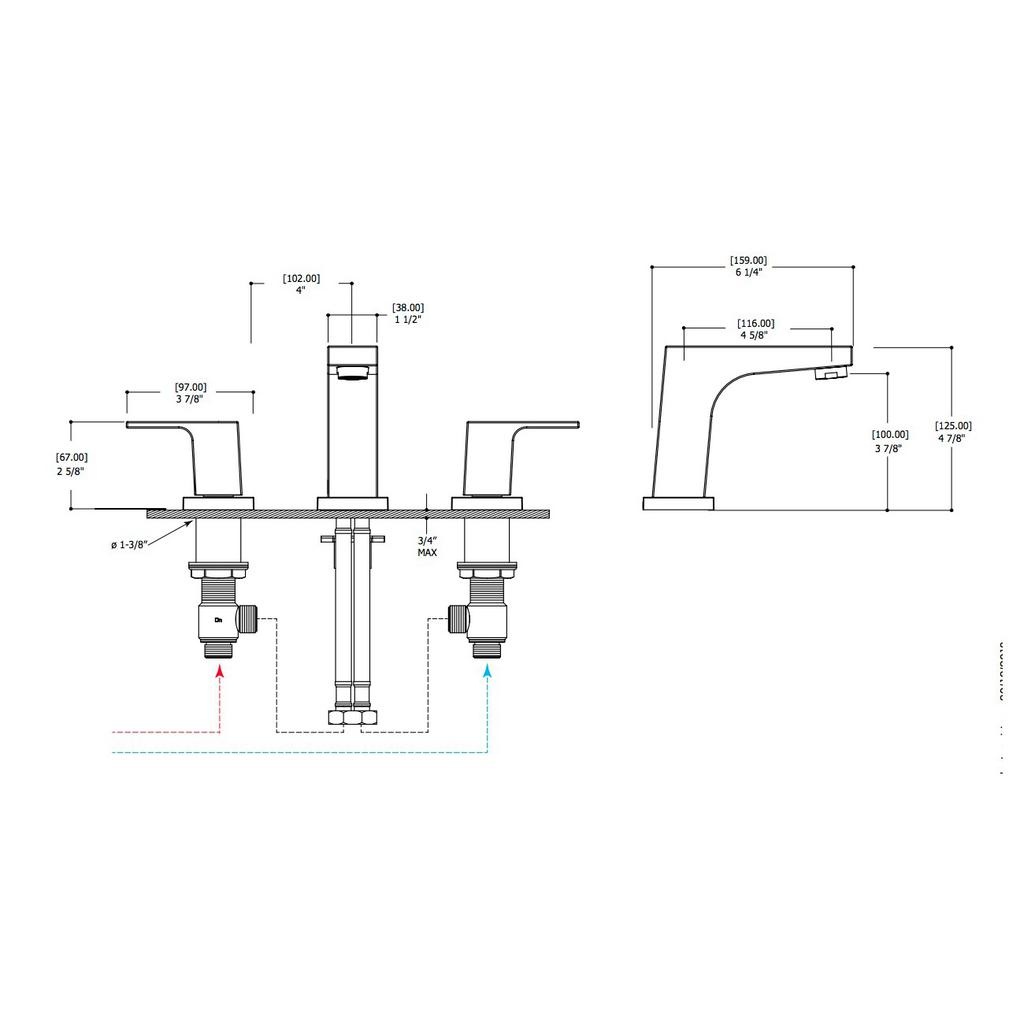 ALT 20771 Riga Widespread Lavatory Faucet Electro Black 2