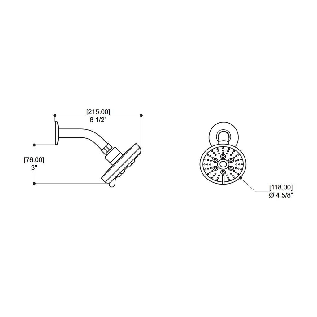 ALT 90811 Round Showerhead 3 Functions With Arm Chrome 2