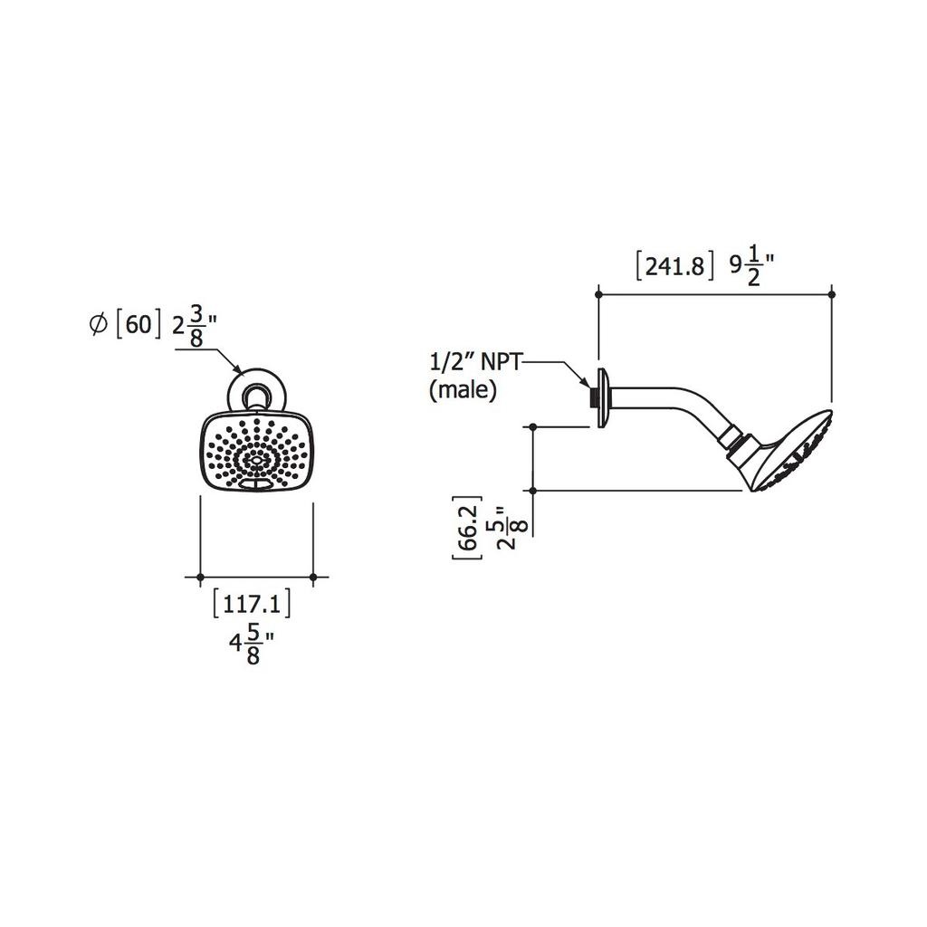 ALT 90712 Square Showerhead With Arm Chrome 2