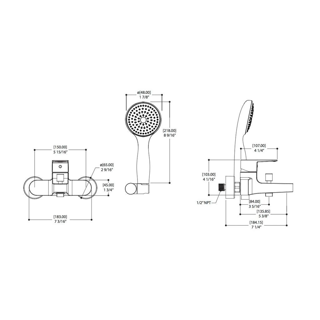 ALT 30775 Misto Wallmount Tub Filler With Handshower Chrome 2