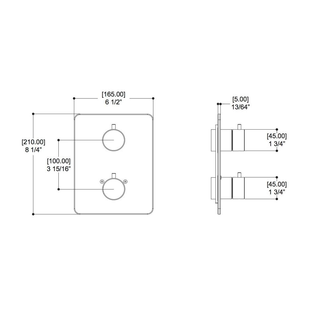 ALT 30893 Via Dante Uniplex T23 Trim Kit 3 Way Shared Chrome 2