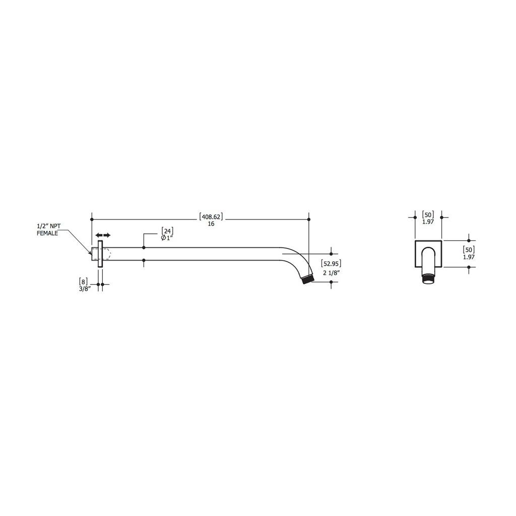 ALT 90767 16 Shower Arm Chrome 2