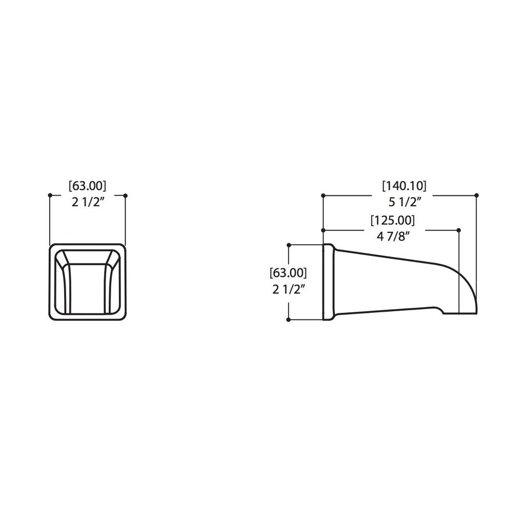 ALT 90861 Square Tub Spout No Diverter Electro Black 2