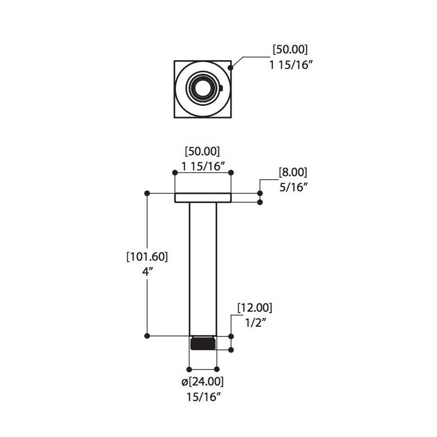 ALT 90857 4 Ceiling Arm Square Flange Chrome 2