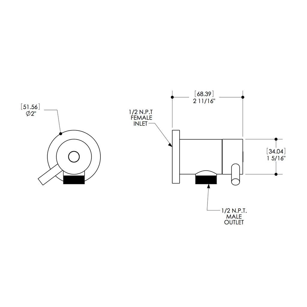 Aquabrass 1436 Waterways And Hook Round Waterway With Stop Valve Polished Chrome 2