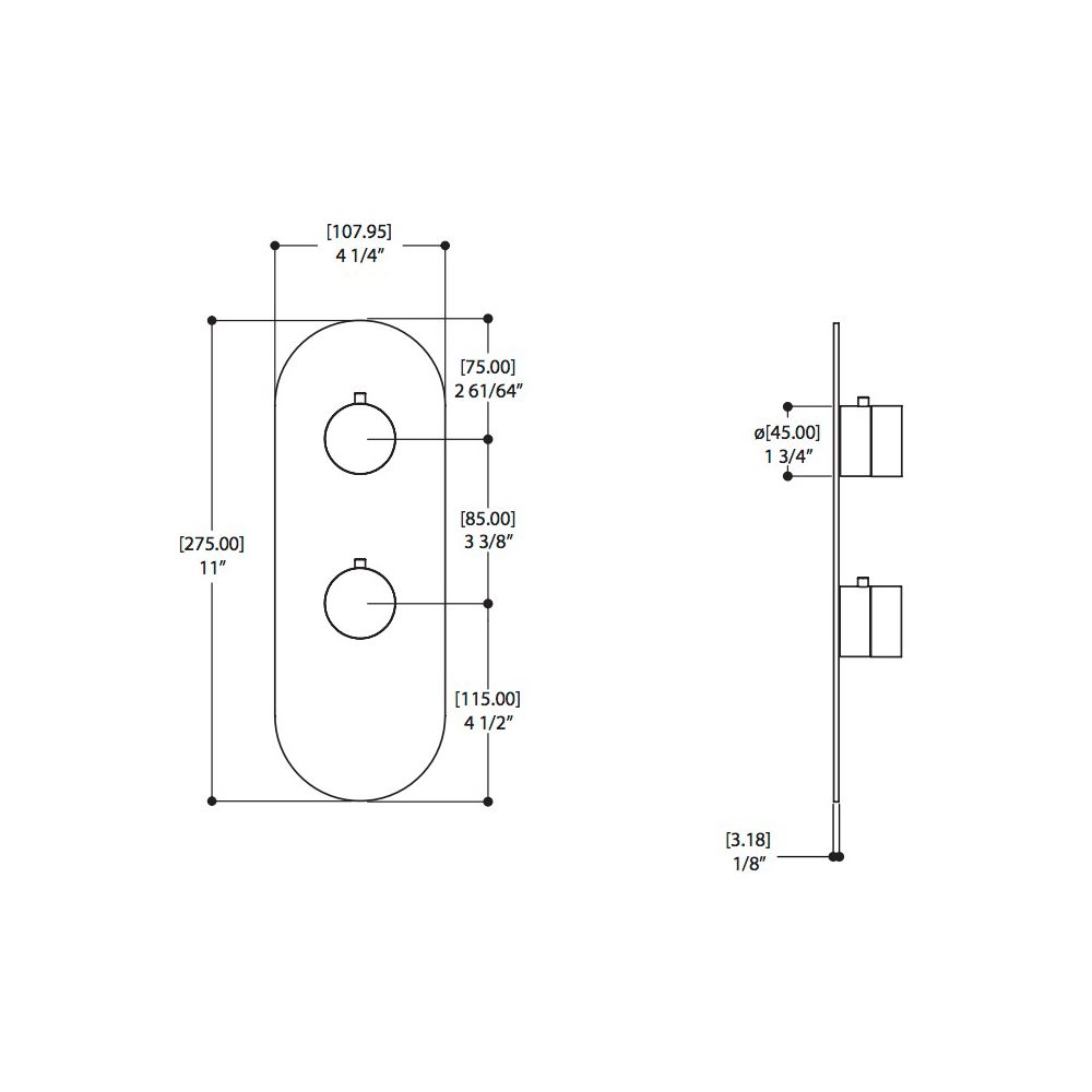 Aquabrass R3195 Trim Set For 1/2 Thermostatic Valve 12001 Polished Chrome 2