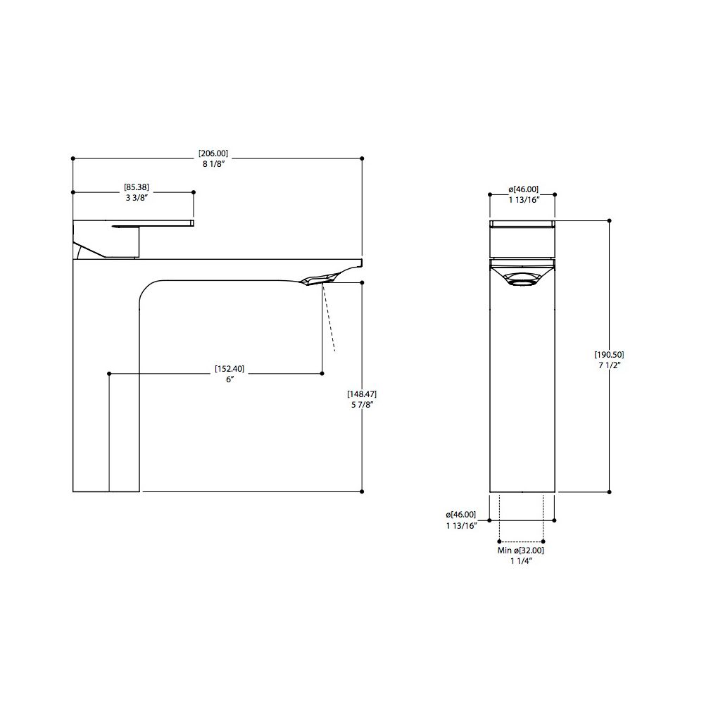 Aquabrass 92020 Alpha Tall Single Hole Lavatory Faucet Polished Chrome 2