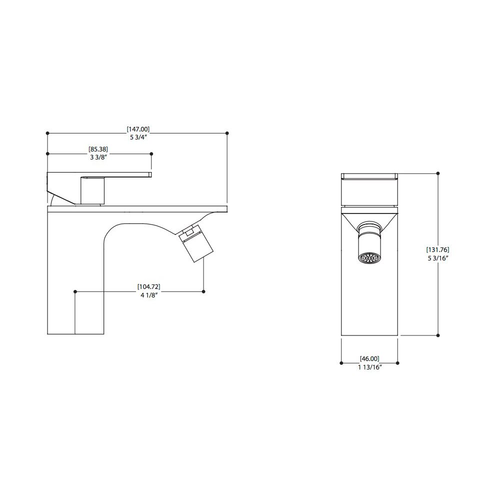 Aquabrass 92024 Alpha Single Hole Bidet With Swivel Spray Polished Chrome 2