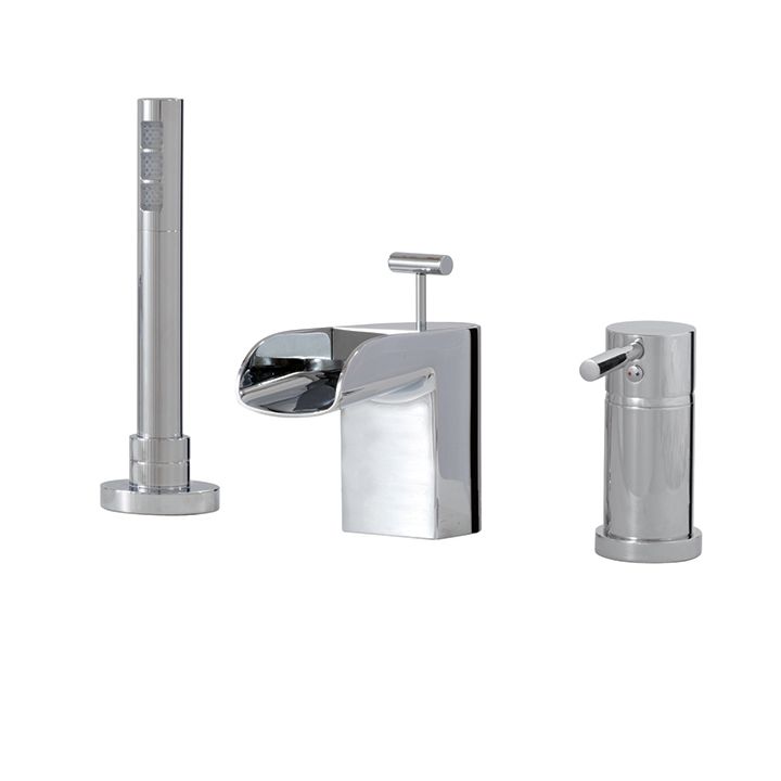 Aquabrass 32013 Loveme 3 Piece Deckmount Tub Filler With Handshower Polished Chrome 1