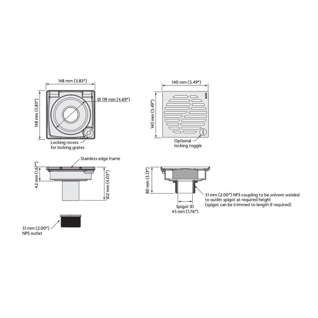 ACO 37272 Showerpoint Drain Wave Non-Locking 2