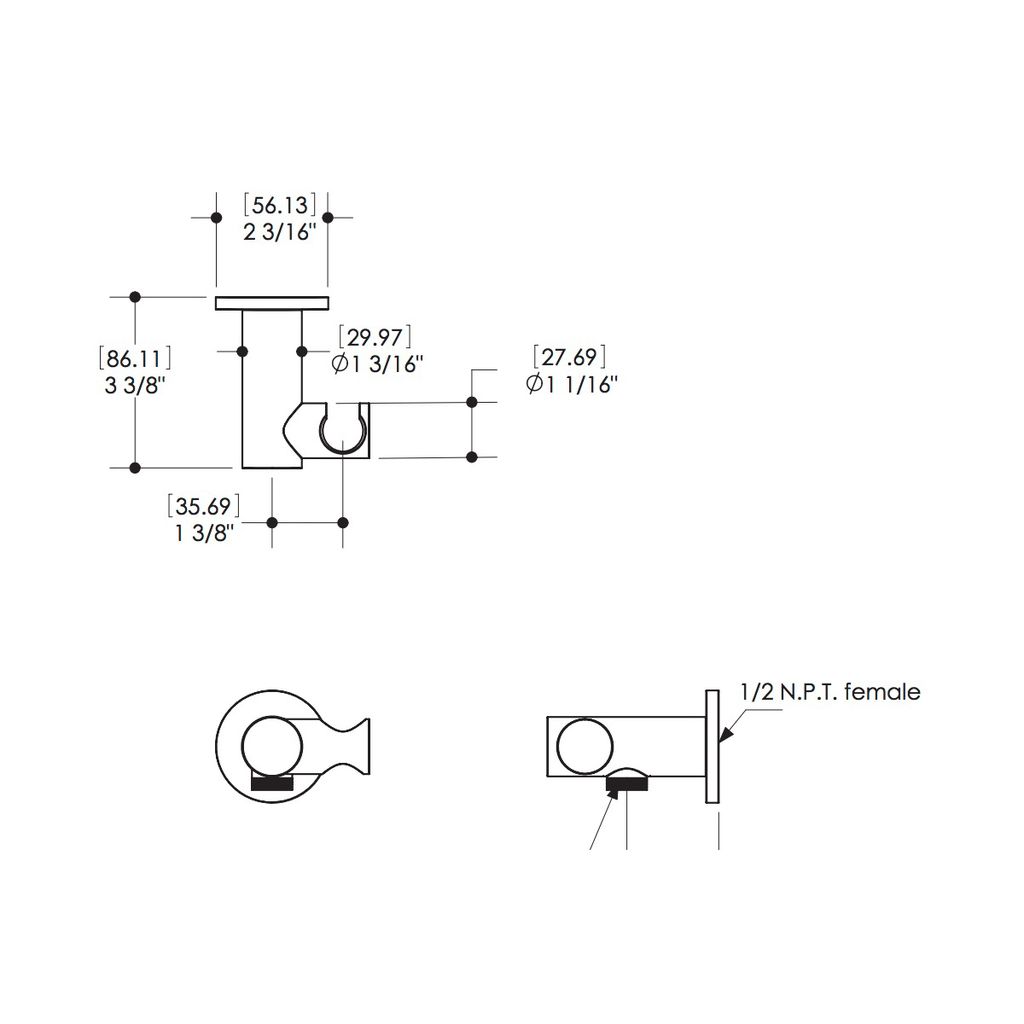 Aquabrass 1417 Waterways And Hook Round Waterway With Hook Brushed Nickel 2