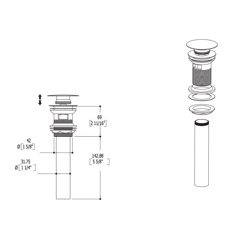 Aquabrass 626 Drains &amp; P Traps 1 1/4 Round Press Pop Up Drain Brushed Nickel 2