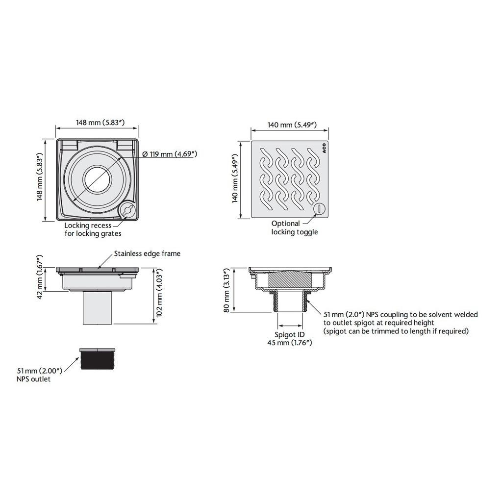 ACO 37270 Showerpoint Drain Hawaii Grate 2