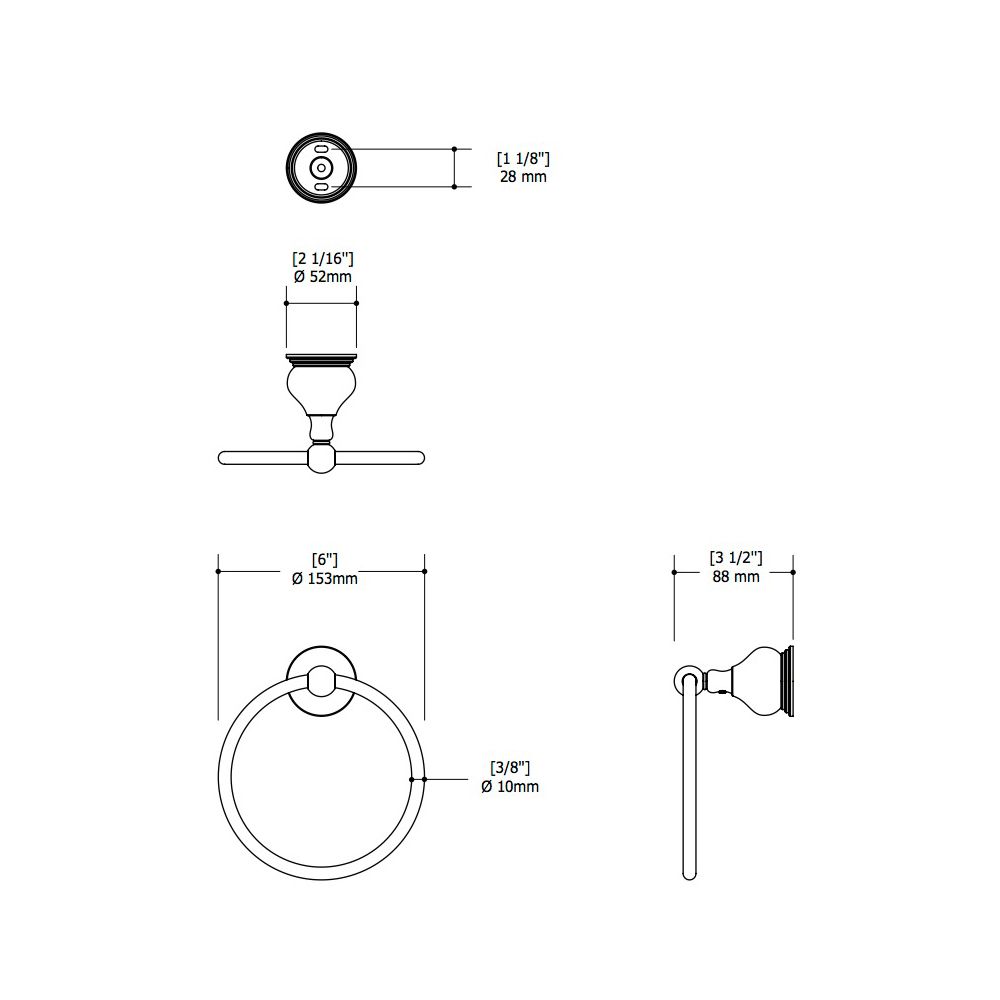 Aquabrass 4107 Serie 4100 7 Wallmount Towel Ring Polished Chrome 2