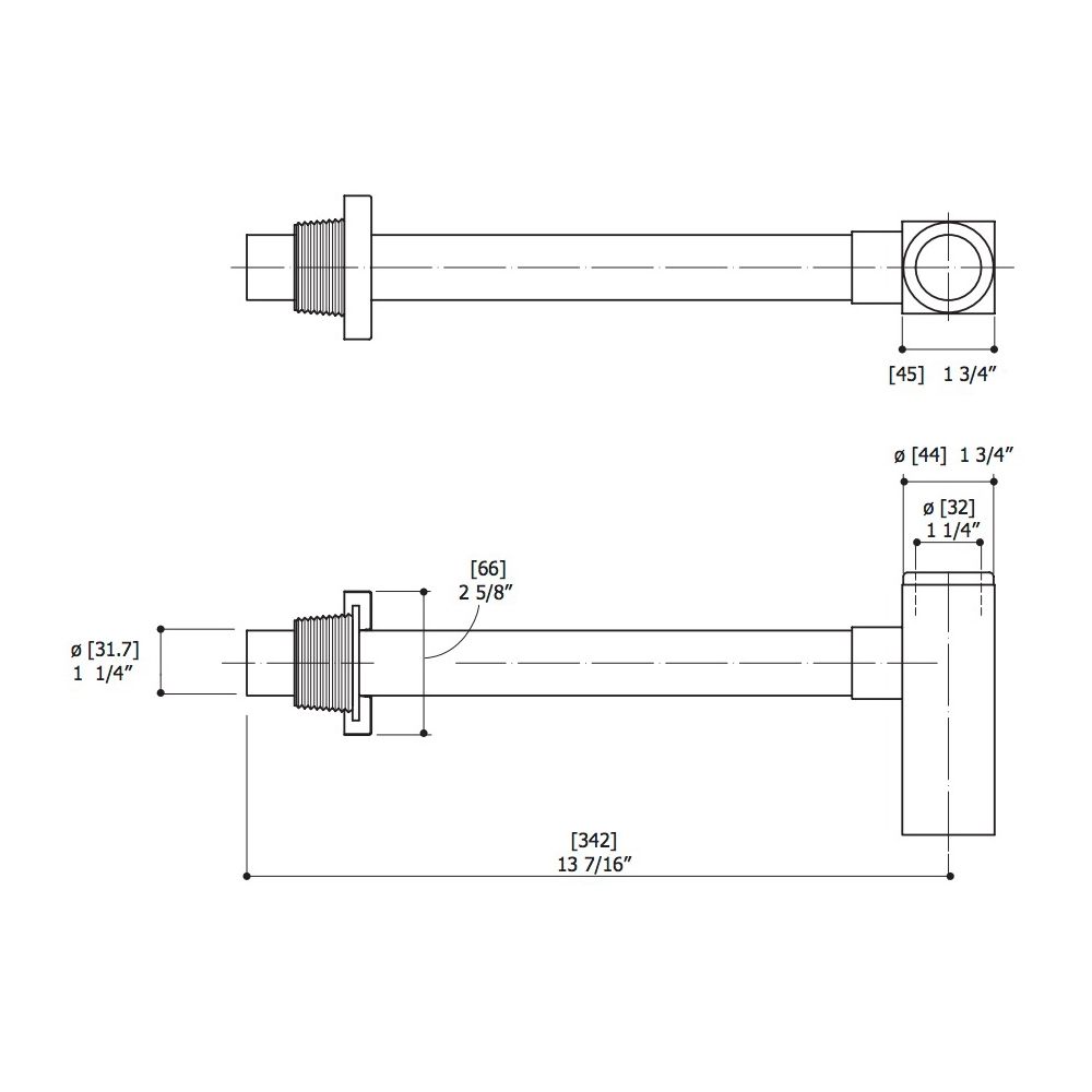 Aquabrass 2464 Drains & P Traps Square P Trap Brushed Nickel 2