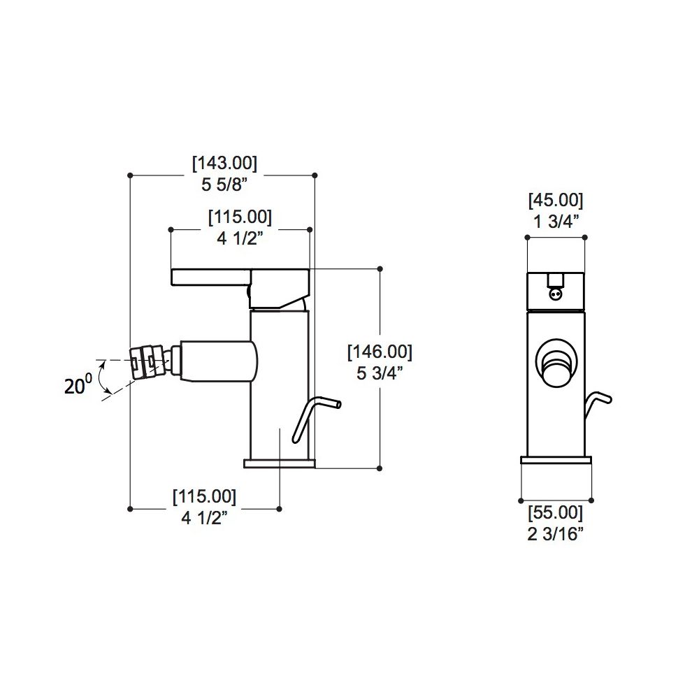 Aquabrass 68024 Blade Single Hole Bidet With Swivel Spray Brushed Nickel 2