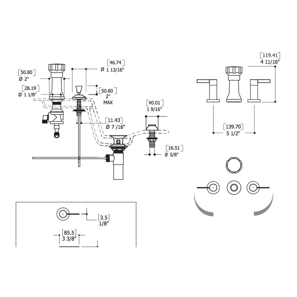 Aquabrass 68026 Blade 4 Hole Bidet Set Brushed Nickel 2