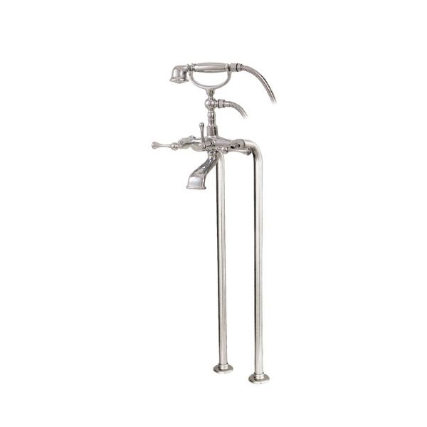 Aquabrass 7386 Regency Cradle Tub Filler With Handshower And Floor Risers Brushed Nickel 1