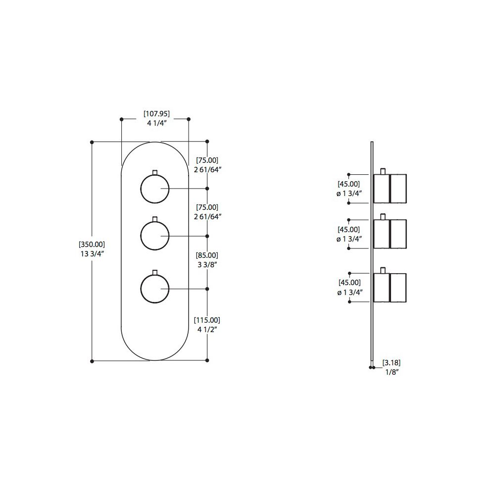 Aquabrass R3295 Trim Set For 12002 1/2 And 3002 3/4 Thermostatic Valves Polished Chrome 2