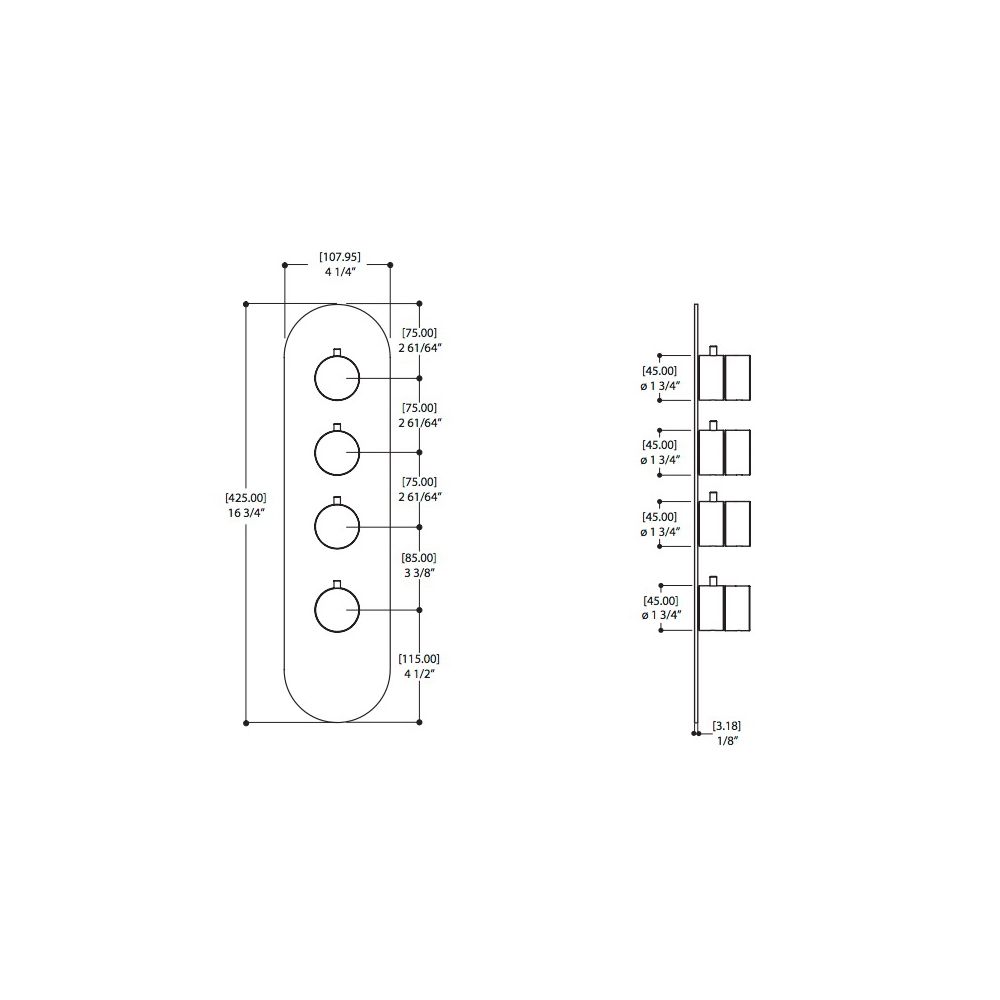 Aquabrass R3395 Trim Set For 12003 1/2 And 3003 3/4 Thermostatic Valves Brushed Nickel 2