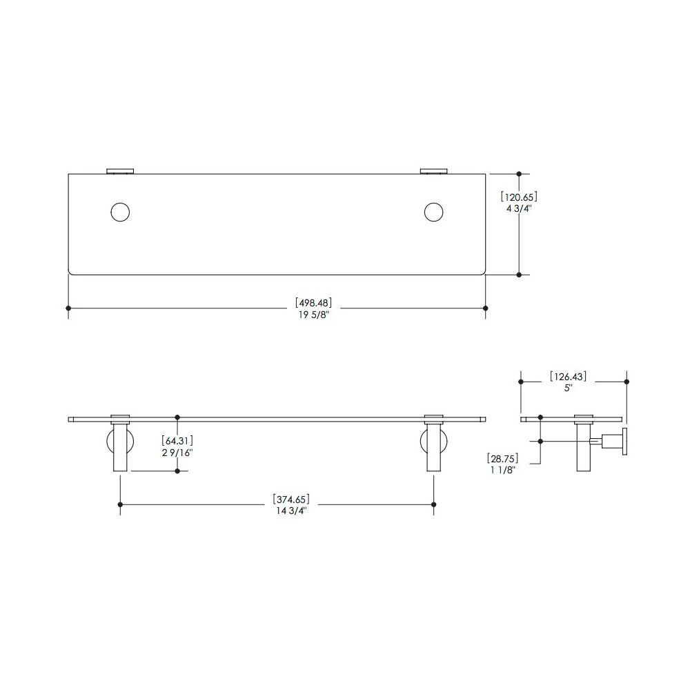 Aquabrass 4510 Serie 4500 Wallmount Glass Shelf Polished Chrome 2