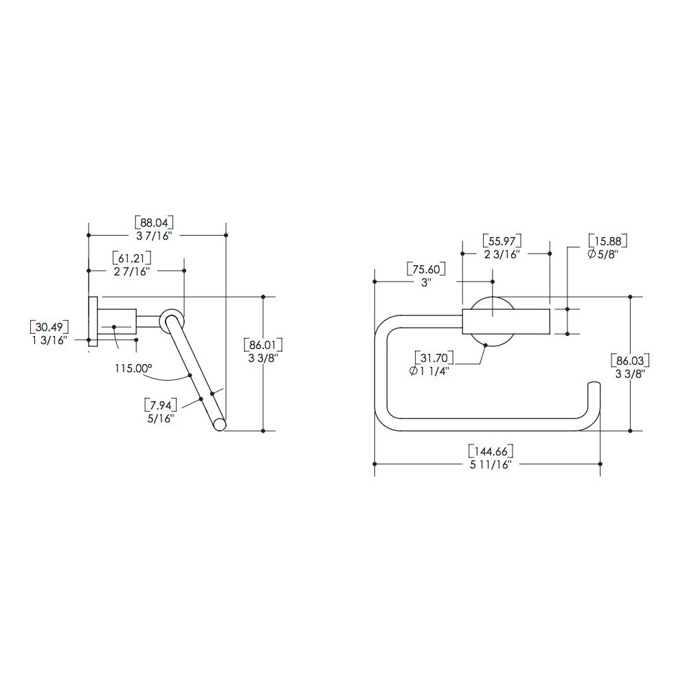 Aquabrass 4511 Serie 4500 5 Wallmount Paper Holder Brushed Nickel 2