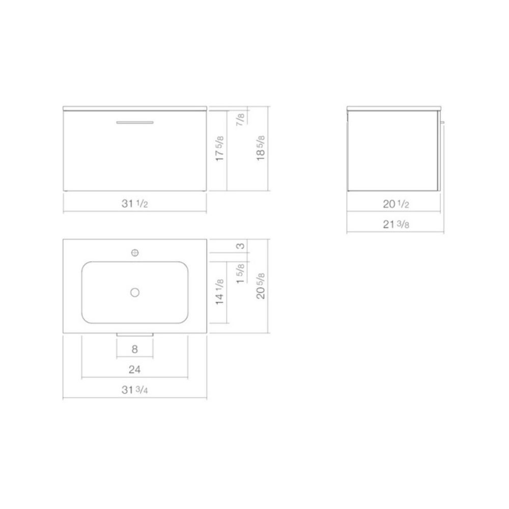 Alape 5149620621 Unit.SR4 Rectangular Washplace Laminate Walnut 2