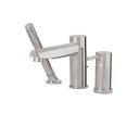 Aquabrass 61013 Volare Straight 3 Piece Deckmount Tub Filler With Handshower Brushed Nickel