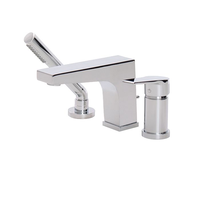 Aquabrass 17013 Metro 3 Piece Deckmount Tub Filler With Handshower Brushed Nickel